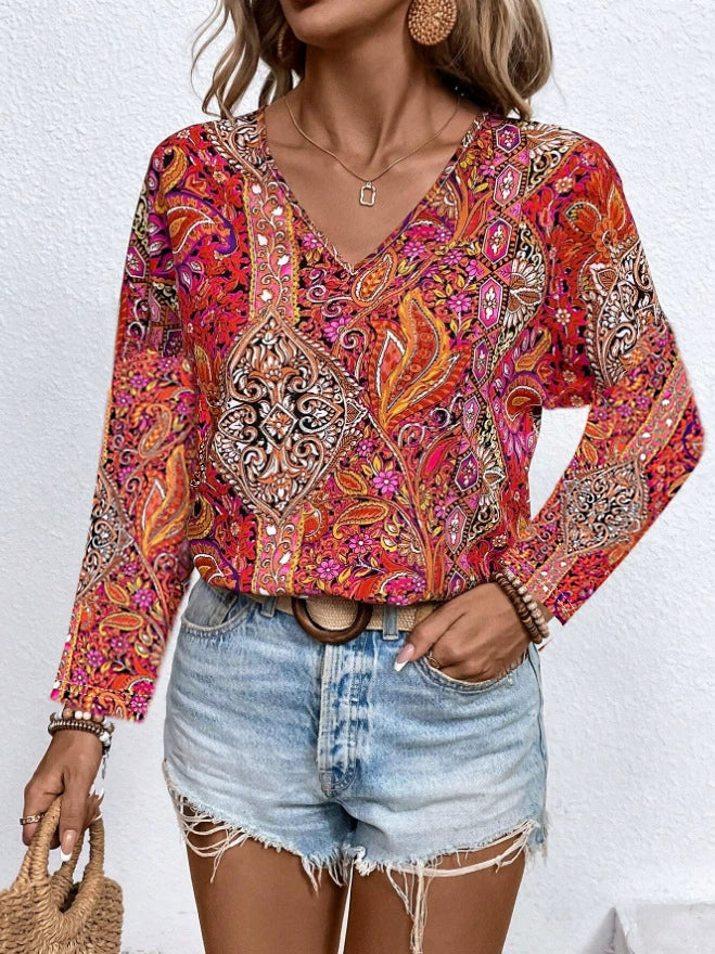 BELLA | Paisley long sleeve blouse