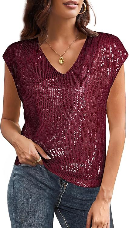 BRIANNA | Women´s v-neck tank top with glitter