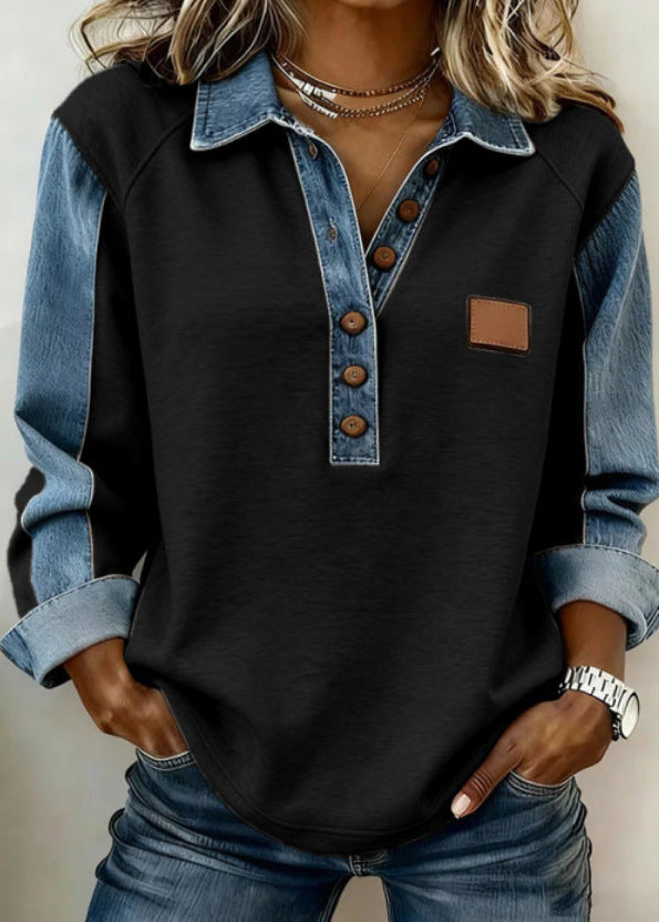 NANCY | Denim detailed sweatshirt