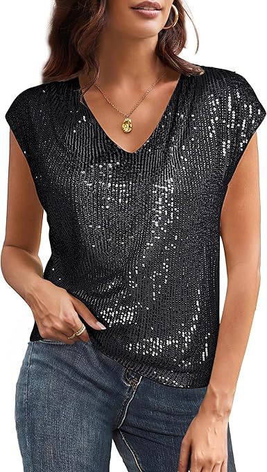 BRIANNA | Women´s v-neck tank top with glitter