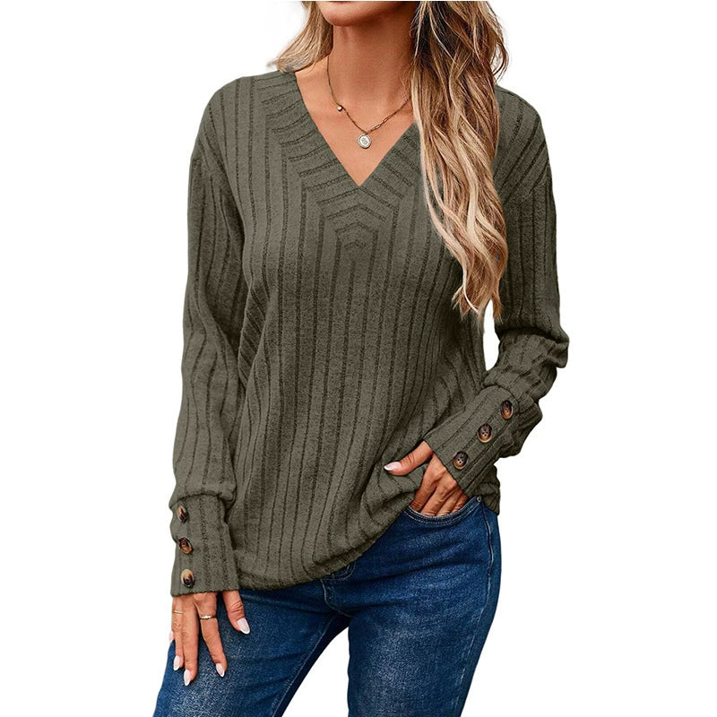 DANA | V-neck sweatshirt with buttons