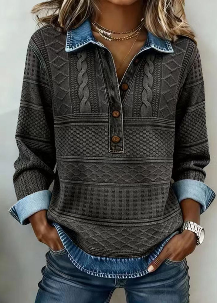 NANCY | Denim detailed sweatshirt