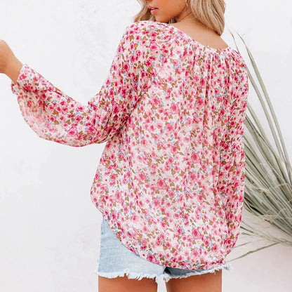 BONNIE | V-neck loose floral blouse